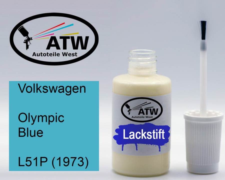 Volkswagen, Olympic Blue, L51P (1973): 20ml Lackstift, von ATW Autoteile West.